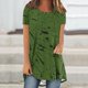 thumbnail image 2 of Tops Cortos para Mujeres Casual Impreso Delantero Corto Espalda Larga Manga Corta Raglan Cuello Redondo Superior, 2 of 5