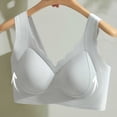 thumbnail image 4 of Womens Seamless Wireless Bra, Wide Strap V-Neck Breathable Casual Comfortable Smoothing Shaping Brassiere Blue Front Close Bra M, 4 of 5