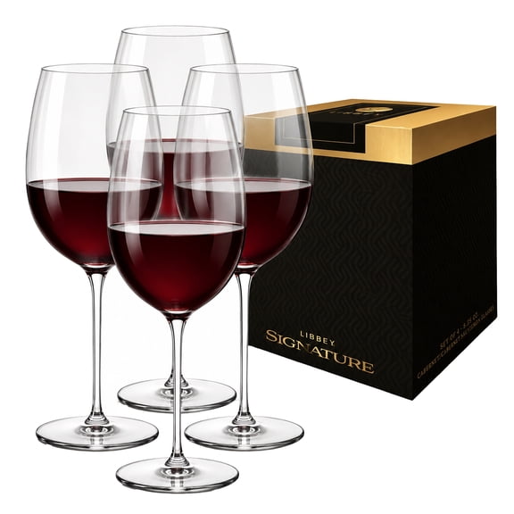 Libbey Signature Kentfield Wine Glasses Set of 4, 20 oz Lead-Free Stemmed Cups for Red, White and Rosé Wine, Dishwasher Safe- Comes with a Gift Box