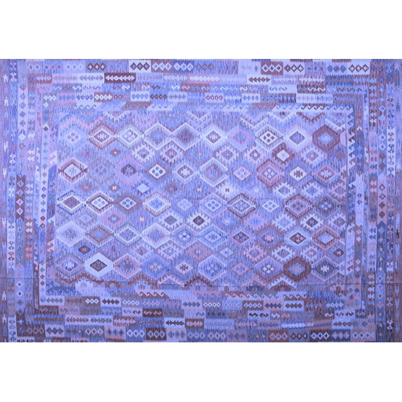 Ahgly Company Indoor Rectangle Southwestern Blue Country Area Rugs, 6' x 9'