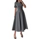 thumbnail image 3 of Vestido Midi de Fiesta de Invierno Elegante y Clásico para Mujer, con Cuello Redondo, Corta y Corte en A. Gris XL, 3 of 9