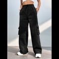 thumbnail image 4 of Pantalones Deportivos Cargo para Mujer, Holgados, de Forro , de Pierna , Elásticos, de Cintura Alta, Informales, para Senderismo, para Otoño. Negro M, 4 of 8