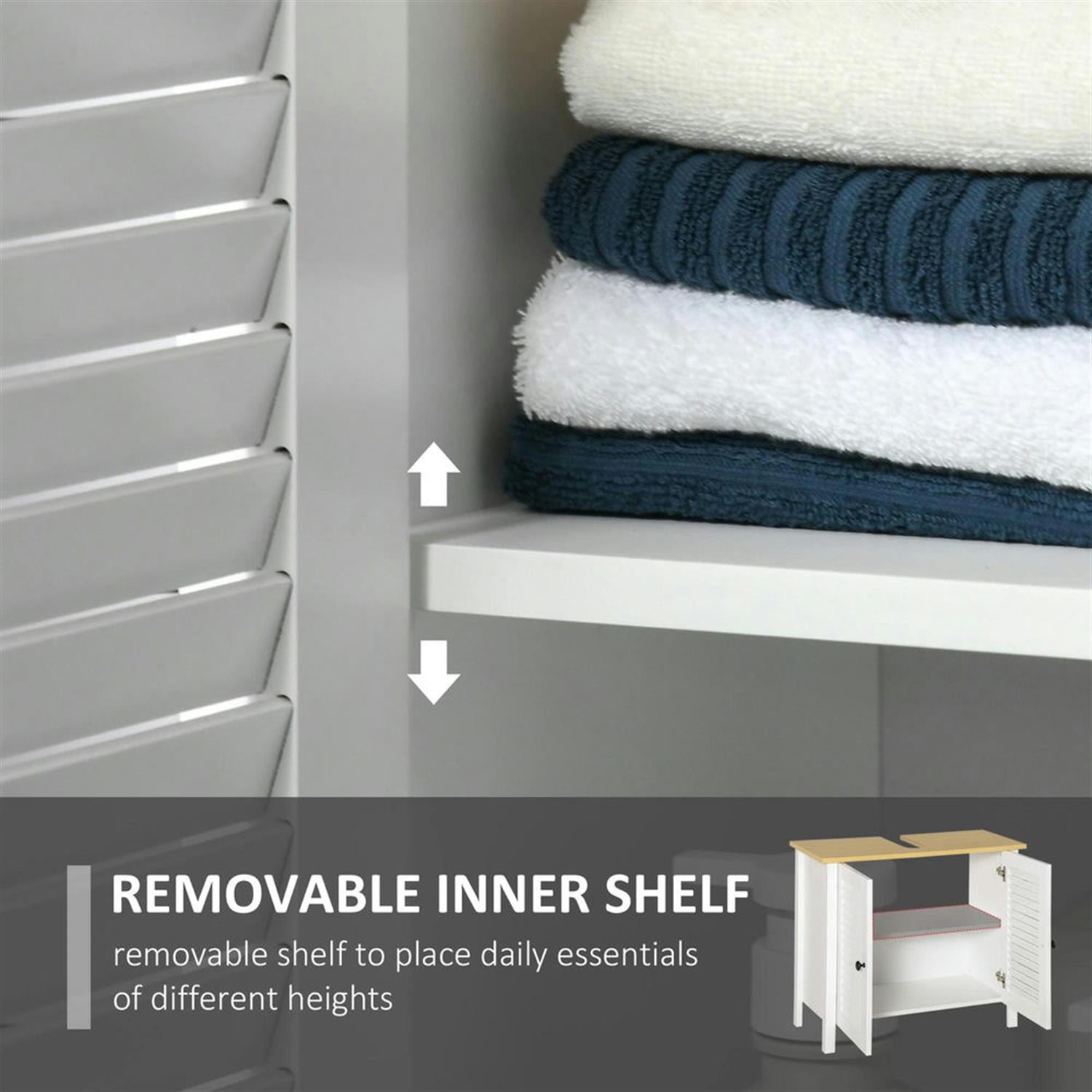 Demi Bonn 23" Bathroom Vanity with Sink Pipe Slot, Pedestal Sink 2-Door Cabinet, Under Sink Cabinet, White