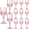 thumbnail image 1 of 12 piezas de copas de vino de plástico rosa, copas de agua de plástico para fiestas, copas de vino con tallo para recepción de boda, suministros de bar para fiestas de eventos grandes, copas, 1 of 4
