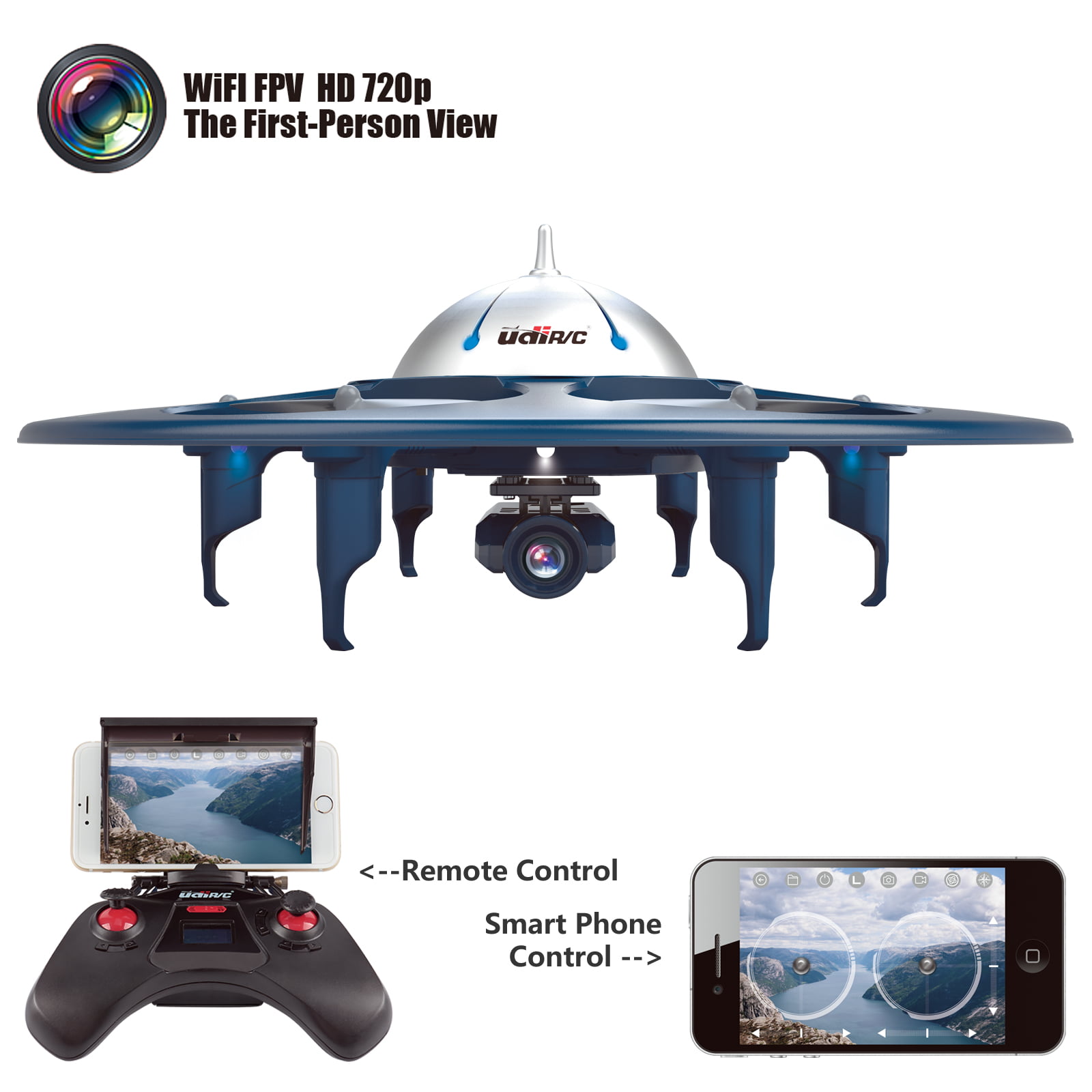 Controlled by Smartphone UDI U845 Voyager WiFi FPV UFO HexCopter RC Drone 