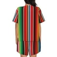 thumbnail image 3 of Rocae Mexican Serape Blanket Stripes for Two Piece Sleepwear Pajamas Sets for Women Soft Short-Sleeved Pjs with Lounge Shorts Small, 3 of 9