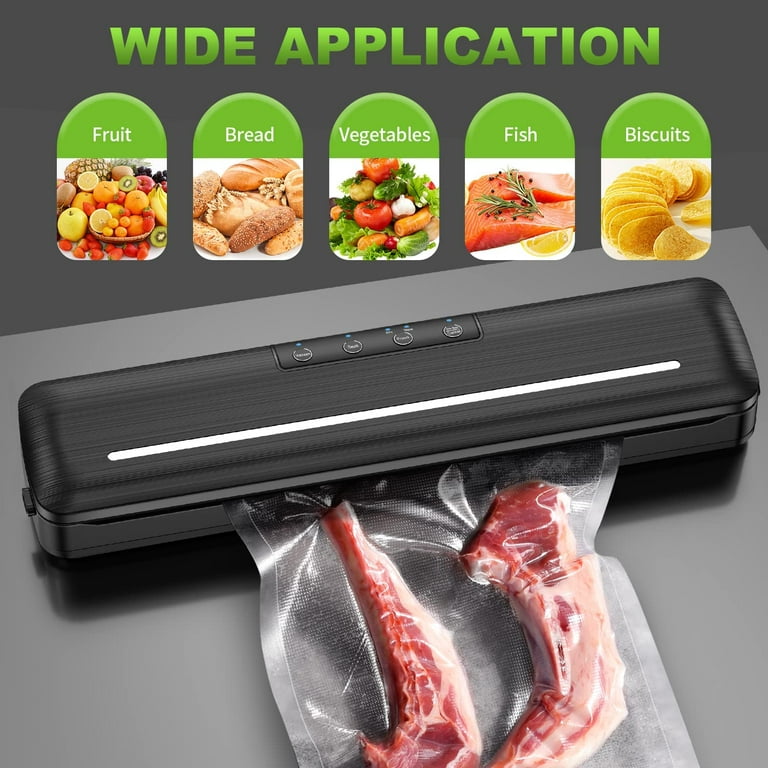 CLKI Vacuum Sealer Machine Automatic Air Sealing Vacuum Sealer for Food  Saver 10pcs 11.8 Inch （Black） 