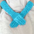 thumbnail image 2 of Ediodpoh Women Solid Color Satin Pleated Wedding Gloves for Party Events and Elegant Occasions Sky Blue, 2 of 4