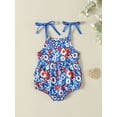 thumbnail image 2 of Wassery Independence Day Infant Girls Romper 3M 6M 12M 18M 24M 2T 3T Toddle Baby 4th of July Jumpsuit Outfits Flower Letter Print Sleeveless Sling Jumpsuits Summer Bodysuits, 2 of 9
