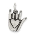 thumbnail image 1 of FB Jewels Sterling Silver Antiqued Sign Language Charm, 1 of 1