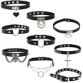 thumbnail image 2 of Gargantilla gótica, collares para mujeres y niñas, Collar de cuero con remaches, collares de cuello Punk Rock Kpop, Gargantilla negra, Collar genial Tan Jianjun unisex, 2 of 2