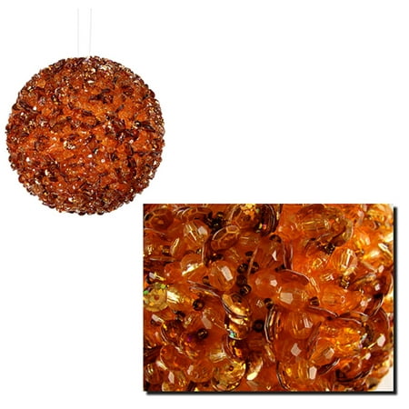 Bead Patterns For Christmas Ornaments Lavish Orange Fully Sequined & Beaded Christmas Ball Ornament 3.5