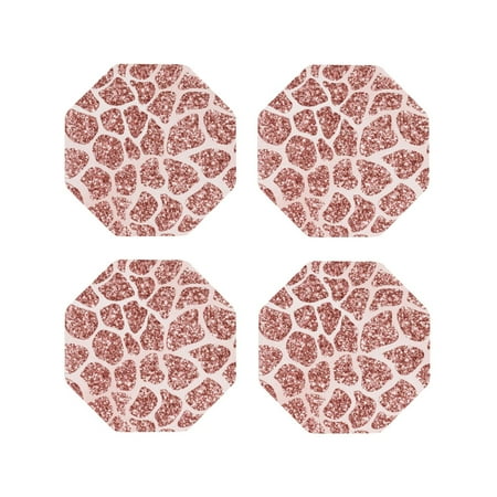 

Fuzoiu Rose Gold Abstract Spots Print Leather Coasters Set Drink Coasters Set of 4 for Tabletop Protection Durable PVC Coasters Home Décor and Housewarming Gift-Octagon