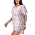 thumbnail image 2 of Naloa Cute Rabbit Flower Women's Short-Sleeved Pajama Set, Loungewear, Summer pajamas, Breathable Cozy - Large, 2 of 9