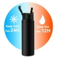 thumbnail image 5 of ZIQIAN 24oz Sports Thermos Bottle, Double Insulated ​Metal Water Bottle with Straw Lid And Flip Lid! Hot/Cold Vacuum Insulated Stainless Steel Bottle. BPA-Free Leakproof Water Bottles - With Straw, 5 of 7