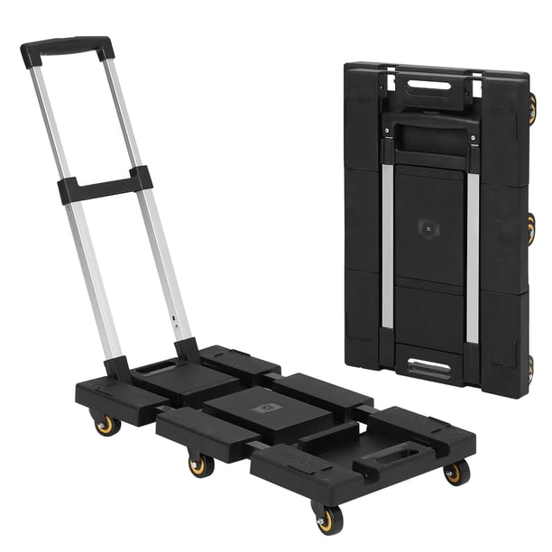 Yeshouse Carretilla plegable, carretilla de mano resistente con capacidad de carga de 80 kg, base de acero y asa ajustable, carrito plegable multiusos con ruedas para mudanzas, compras y viajes