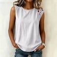 thumbnail image 4 of Diufon Summer Tank Tops for Women Floral Embroidered Cap Sleeve Crewneck Blouse Casual Beach Vacation Shirts, 4 of 9
