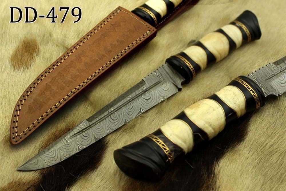 Premium Damascus Steel Skinning Knife with Leather Sheath main image 1