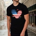 thumbnail image 3 of Joernso Independence Day Heart Unisex T-shirt Anti-wrinkle Exquisite Edging Polyester Tee Top for Daily, 3 of 8