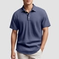 thumbnail image 2 of TANGQIOP T-Shirts for Men Short Sleeve Linen British Style Loose Breathable Collared Neck Polo Shirts Solid Color Quick Dry Loose Navy XL, 2 of 8
