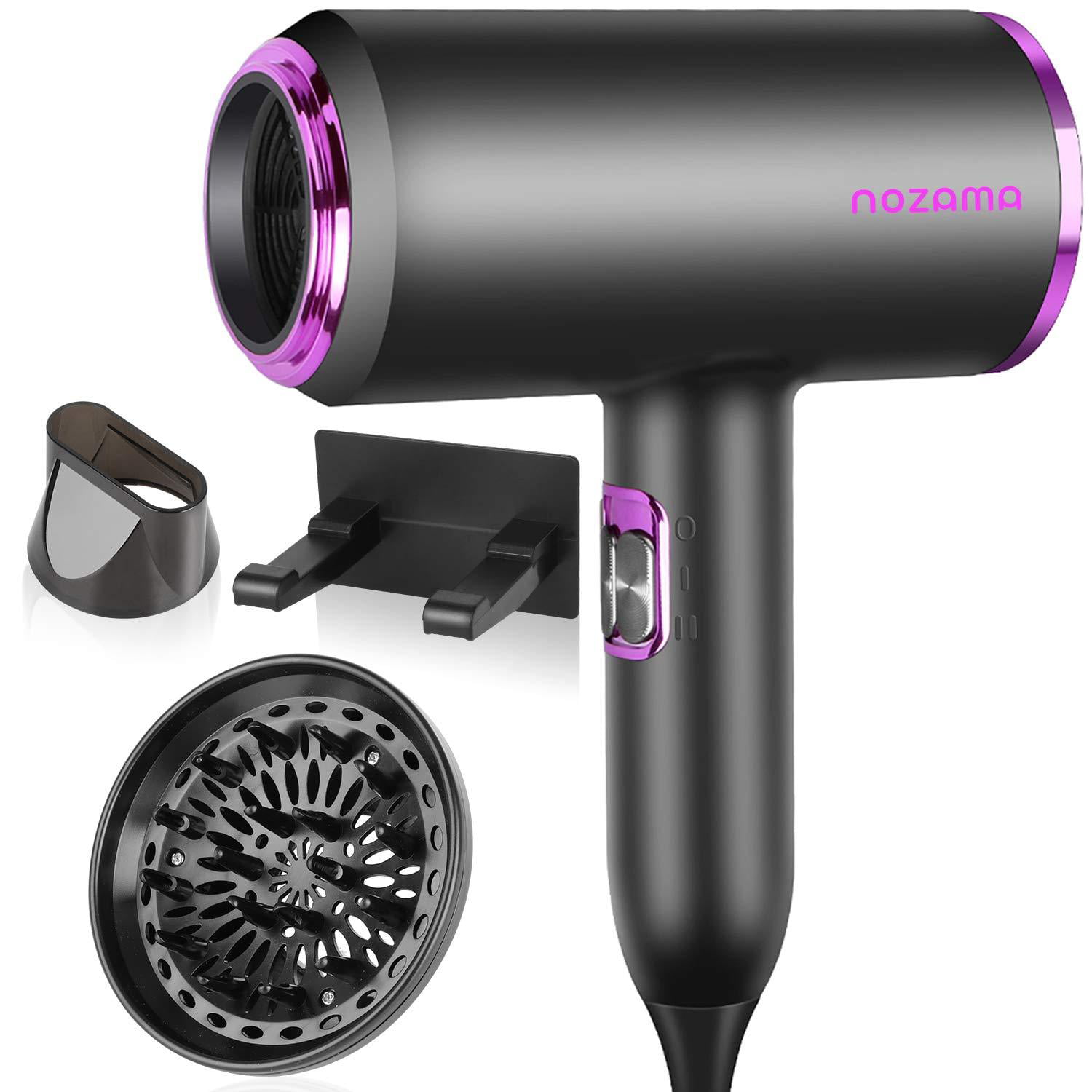 Ionic Hair Dryer, Nozama 1800W Professional Hair Blow Dryers with 3 Heat  Settings, 2 Speed, 3 Cool Settings,2 Concentrator Nozzles, Fast Drying Blow  Dryer for Home, Travel, Salon and Hotel - Walmart.com