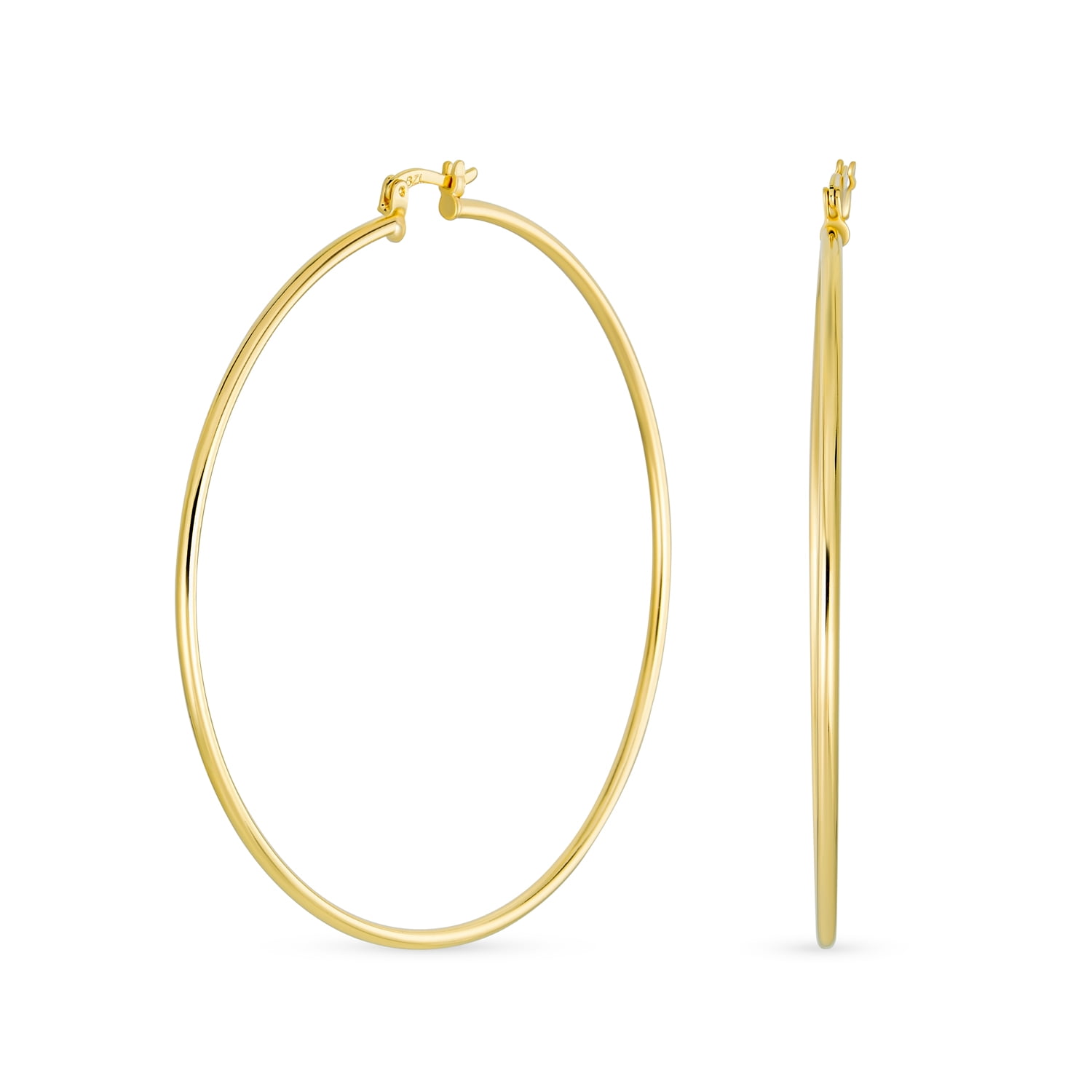 35mm Diameter Frosted Hoop Earring 9k Yellow Gold For Special Occassion
