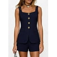 thumbnail image 3 of PRETTYGARDEN Womens 2 Piece Matching Sets Fashion Button Down Suit Vest Tops Shorts Set Spring Business Casual Outfits, 3 of 10