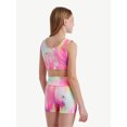thumbnail image 2 of Justice Reversible Keyhole Teen Sports Bra for Girls with Paint Effect Print, Sizes XS-XL, 2 of 5