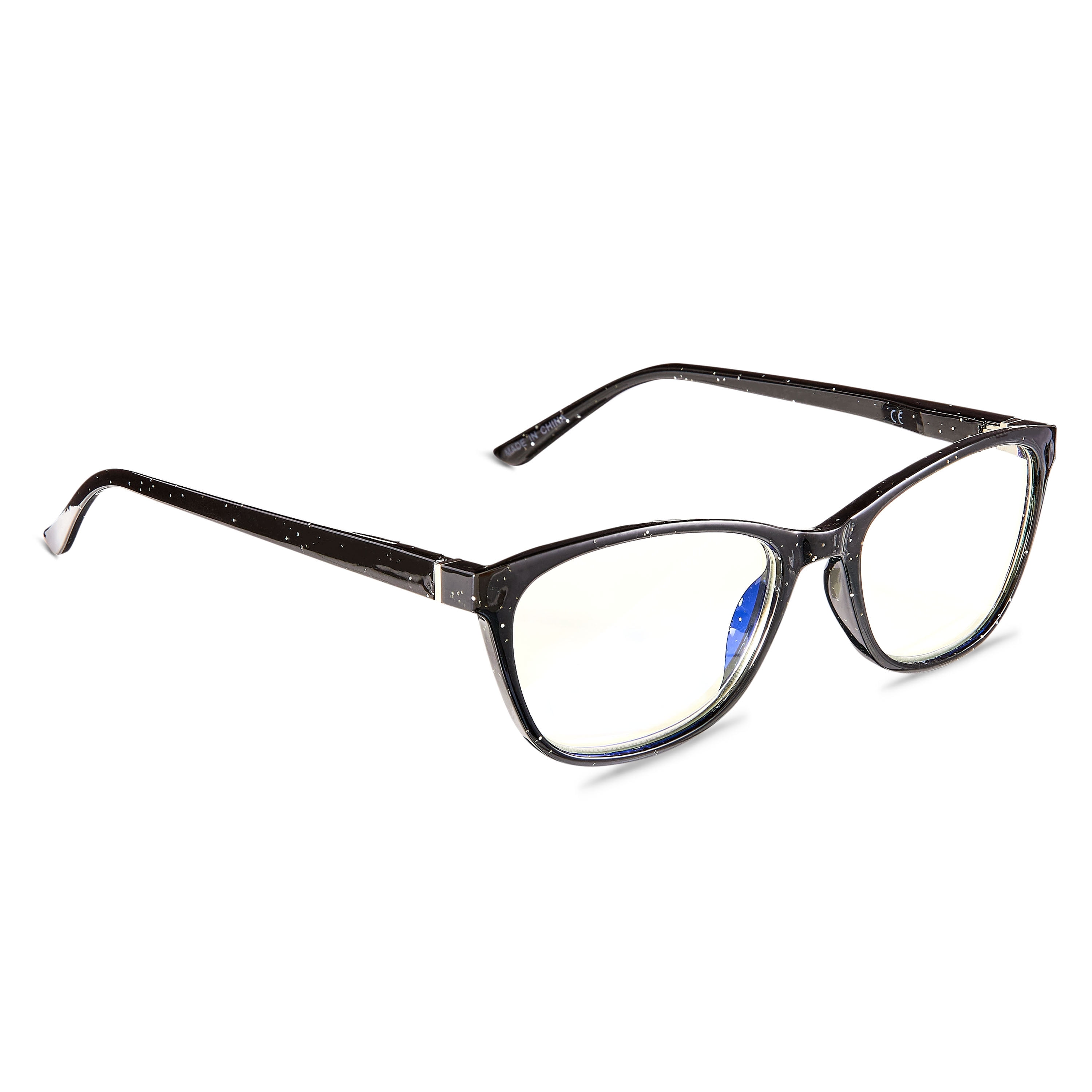 (3 pack) Equate Women's Kaia Bluelight Cateye Reading Glasses with Case, Black Speckled, +1.50