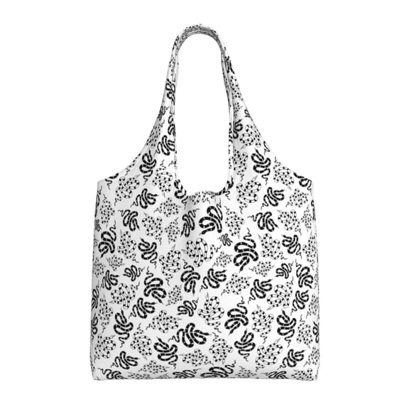 Vsdgher Snake Print canvas Tote Bag, Lightweight Cloth Bags, Suitable for shopping, groceries, travel
