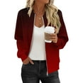 thumbnail image 6 of Women's Bomber Jacket Casual Gradient Zip Up Coat Fashion Color Block Lightweight Windbreaker Outerwear with Pockets, 6 of 6