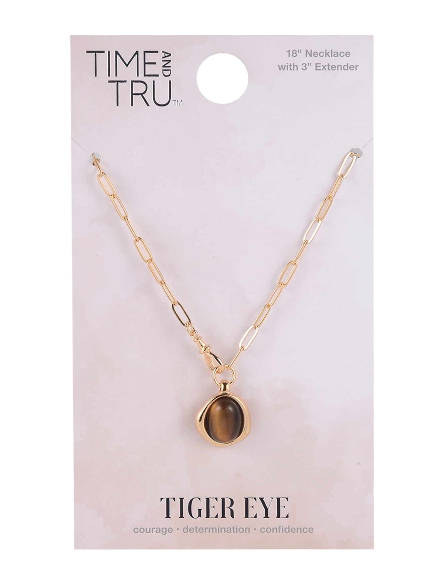 Time and Tru Goldtone Tiger Eye Round Pendant Necklace