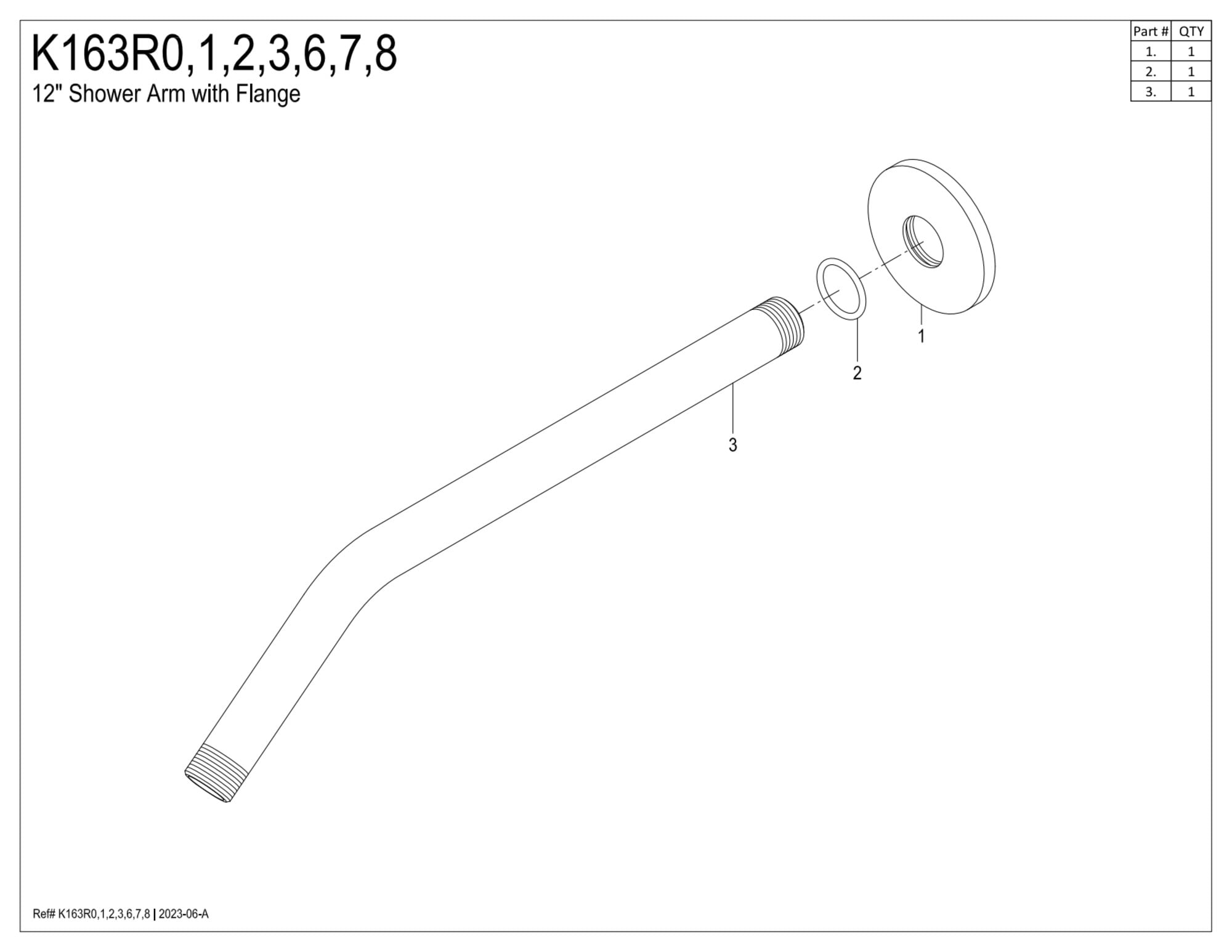 Kingston Brass K163R0 Shower Scape 12" Shower Arm with Round Flange, Matte Black