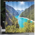 thumbnail image 4 of Ambesonne River Shower Curtain, Piva Canyon Montenegro, 69"Wx84"L, Forest Green Sky Blue, 4 of 5