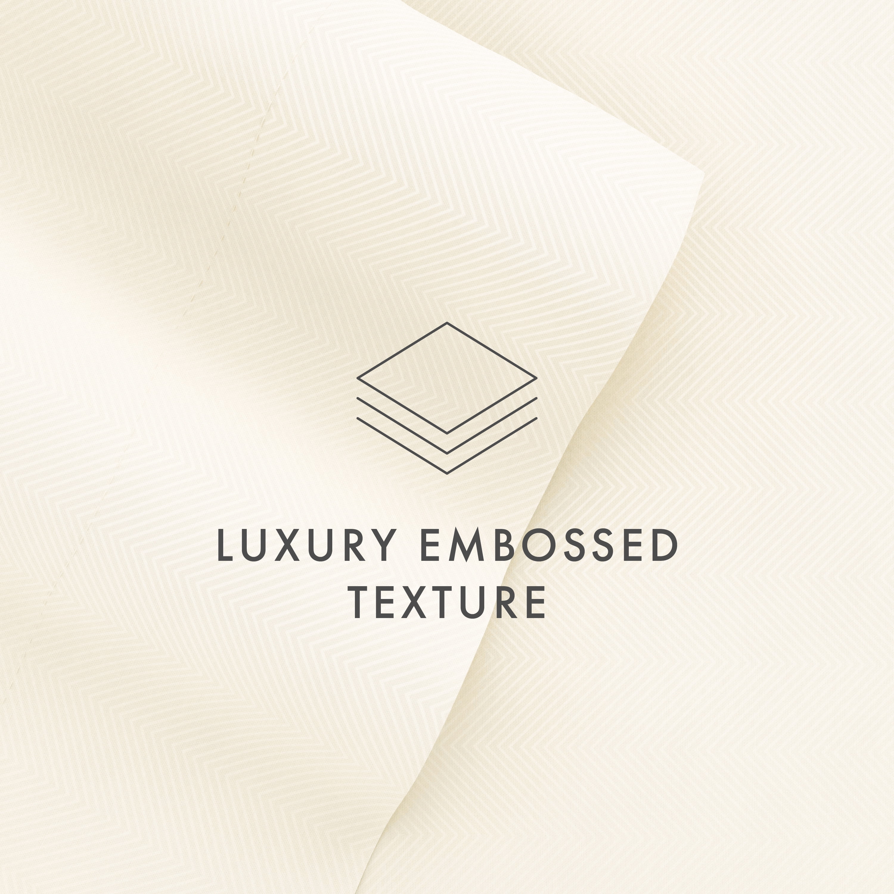 Noble Linens 4 Piece Ivory Chevron Embossed Bed Sheet Set, Queen