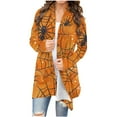 thumbnail image 2 of WXLWZYWL Womens Halloween Costumes 2024, Cute Pumpkin Ghost Bat Cat Spider Printed Long Sleeve Cardigan Sweaters for Women Lightweight, 2 of 6