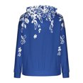 thumbnail image 5 of Women's Fleece Hoodies Trendy Floral Long Sleeve Sweatshirts Drawstring Pullover Tops with Pocket Casual Loose Tops (2XL, Blue-3), 5 of 5