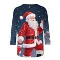 thumbnail image 7 of Women Christmas Pullover Lightweight Shirt 3/4 Sleeve Tops Round Neck Tees Christmas Tree Graphic Sweatshirts Loose Holiday Clothes Fall Fashion Clothing Wine Glass Tshirts, 7 of 7