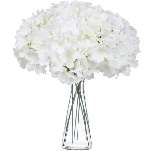 Realistic Hydrangea Bouquet Decor Artificial Flower Arrangement with Vase, Floral Centerpiece for Home Table, Instagram Style Faux Blooms