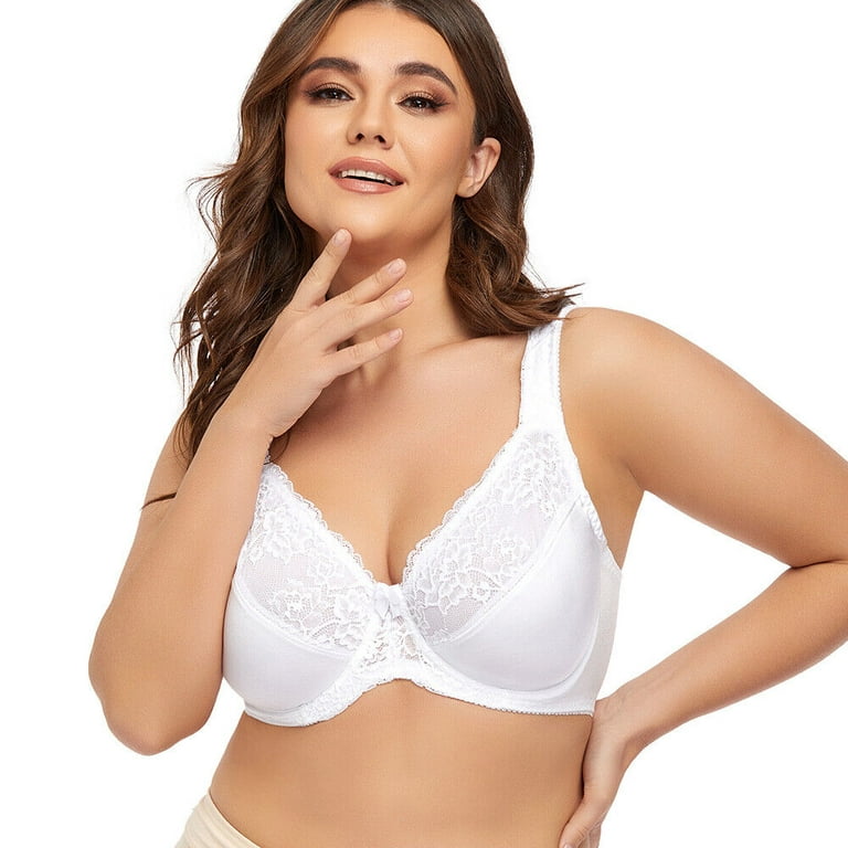 Womens Plus Size Bras Minimizer Underwire Full Coverage Unlined Seamless  Cup Cameo Heather 40F