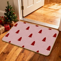 Nkmbld Christmas Door Mat, Non-Slip Rubber Backing Floor Mat Washable Christmas Welcome Rugs Water-Absorbing Carpet for Kitchen, Bathroom, Entryway, Pink