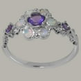 thumbnail image 2 of LBG British Made 14k White Gold Natural Amethyst & Opal Womens Anniversary Ring - 33 size options - Size 10, 2 of 7