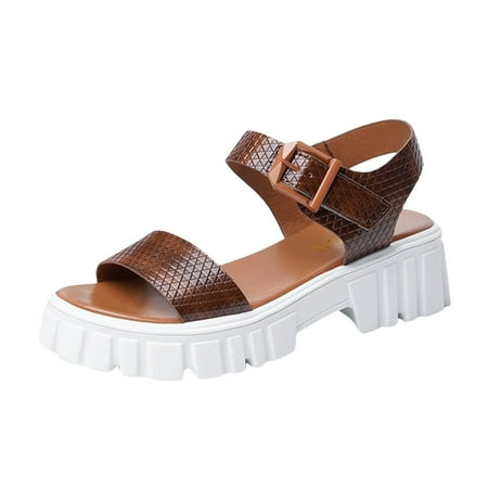 

FAVIPT Summer Sandals for Women 2023 Clearance Womens Sandals for Women Wedge Summer Ankle Strap Comfort Sole Open Toe Flat Women s Sandals Beach Sandals Espadrille Platform