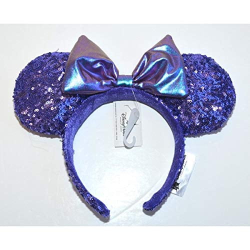 Disney Parks Potion Purple Sequin Irridescent Bow Mickey Minnie Mouse Ears Headband 