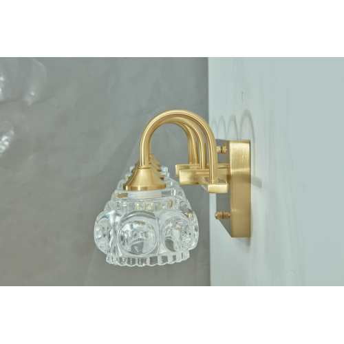 Hi-LIGHTS,Retro 5-Light Bathroom Vanity Light Fixture with Crystal Glass Shades(Bulbs Not Included),Wall Mounted Lighting for Bathroom,Dressing Room,Powder Room and Vanity Mirror(Golden）