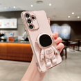 thumbnail image 4 of Compatible with Samsung Galaxy A14 Electroplated Case Women Plating Astronaut Hidden Stand Case Camera Lens Protection Soft Shockproof Bumper Case for Samsung Galaxy A14 5G 6.6 inch (Pink), 4 of 11