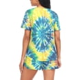thumbnail image 2 of joogoo Women's Pajama Set Blue Tie-dye Short Sleepwear Loungewear with Pockets S, 2 of 7
