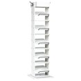 thumbnail image 1 of Gymax Rotated Shoe Rack 9 Tier Wooden Shoe Organizer w/Hooks & Anti-drop Railing White, 1 of 10