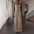 thumbnail image 3 of Xuyuer Women's Two Piece Set - Solid Color Lace-Up Sleeveless Top and Wide Leg Pants Outfit for Casual Style and Coordinated Wear, 3 of 9