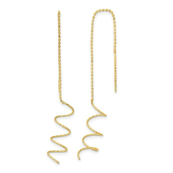 Auriga Fine Jewelry 14K Yellow Gold Spiral Threader Dangle Earrings for Women (L- 52mm, W- 8mm)